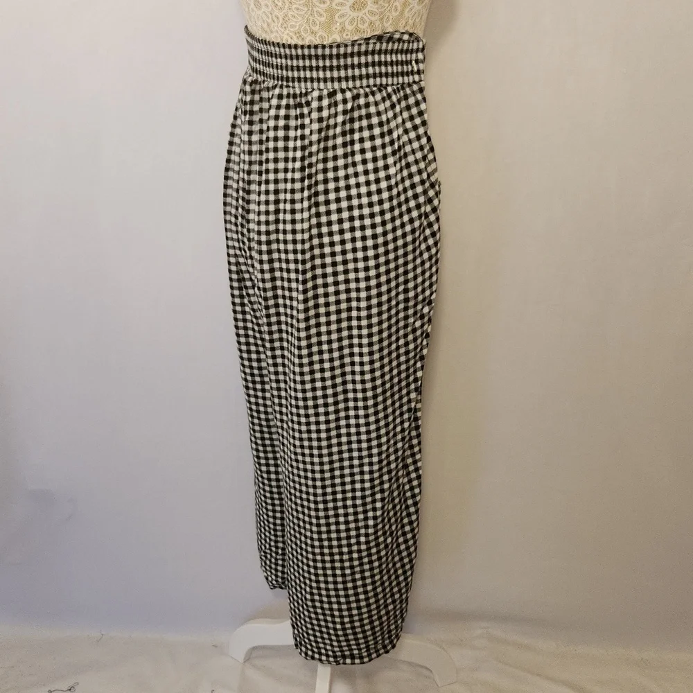 Torrid 4X Black White Gingham Print Wide Leg Elastic Back Pockets Cropped Pants